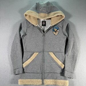 Vintage Napapijri Fleece Sherpa Jacket‎ Womens XS Gray Zermat Patch Outdoors